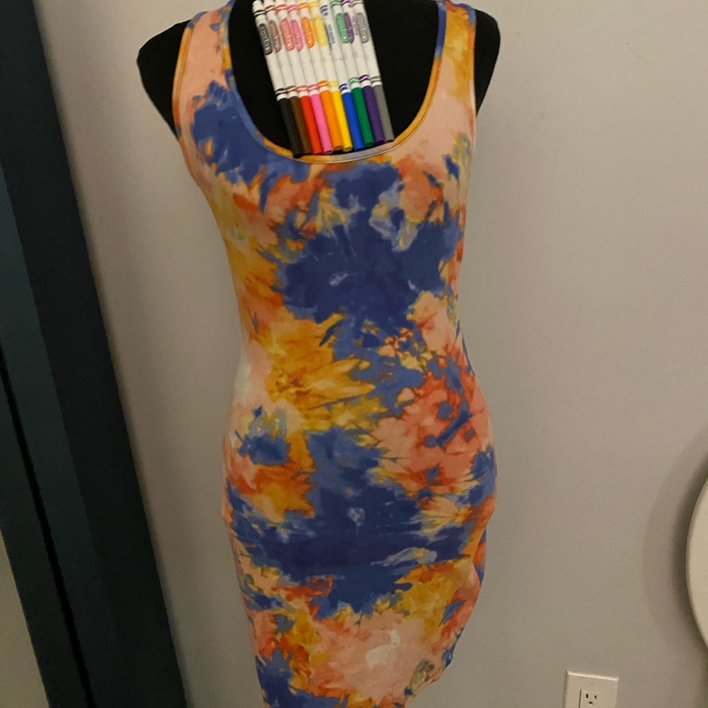 Tight tank bodycon dress tie dye small